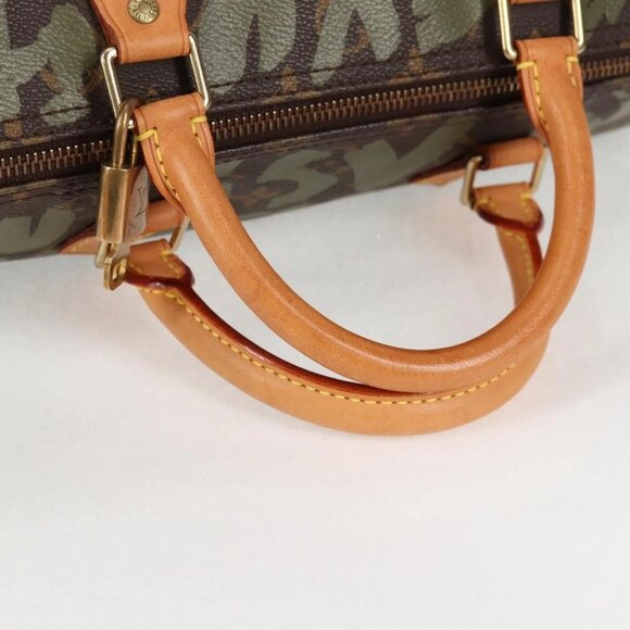 LOUIS VUITTON Monogram Graffiti Speedy 30 Bag Green Khaki - Picture 7 of 16